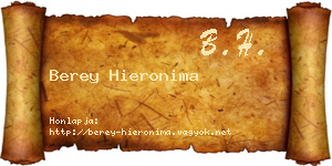 Berey Hieronima névjegykártya